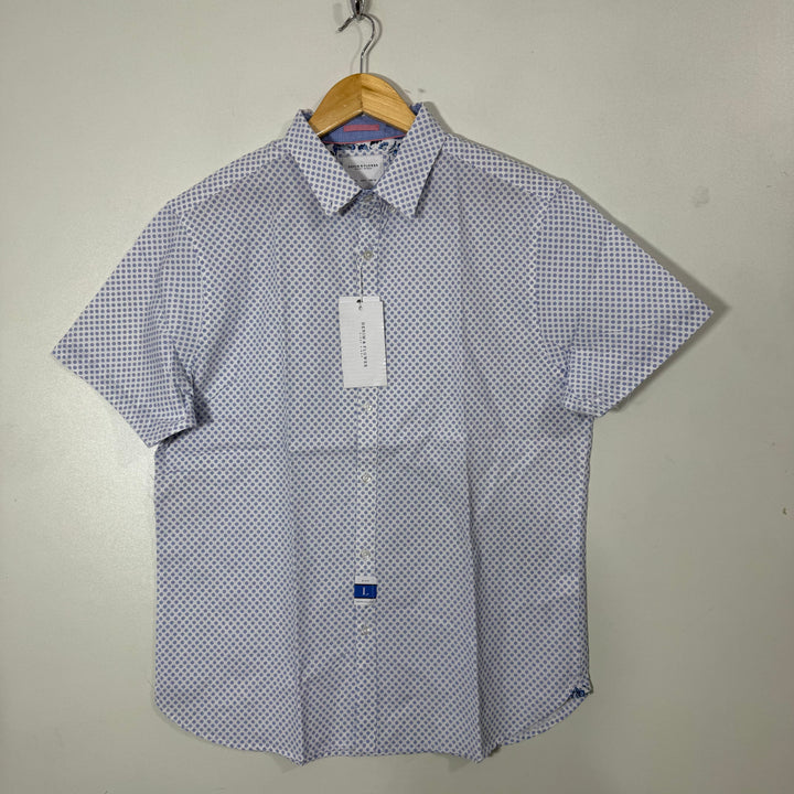 DENIM & FLOWER BUTTON DOWN HALF SLEEVES SHIRT BRAND NEW