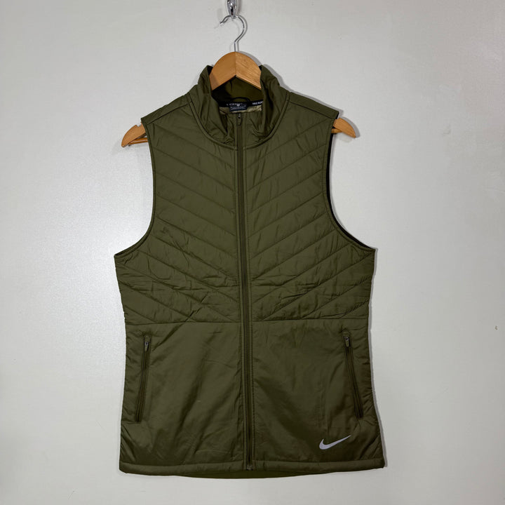 NIKE RUNNING AEROLAYER SLEEVES LESS PUFFER JACKET GREEN COLOUR