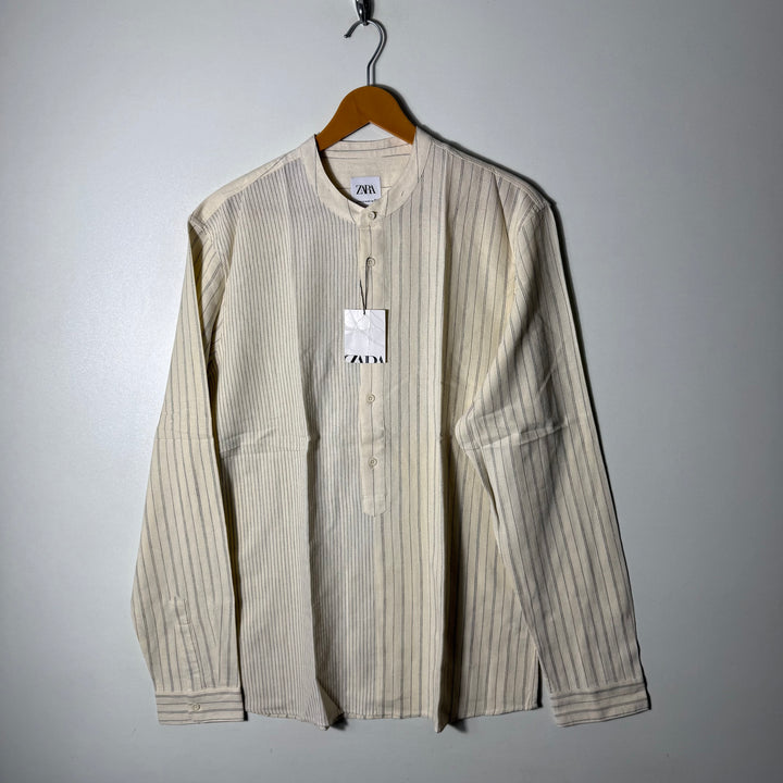 ZARA KURTA COLLAR COTTON LINEN SHIRT BRAND NEW