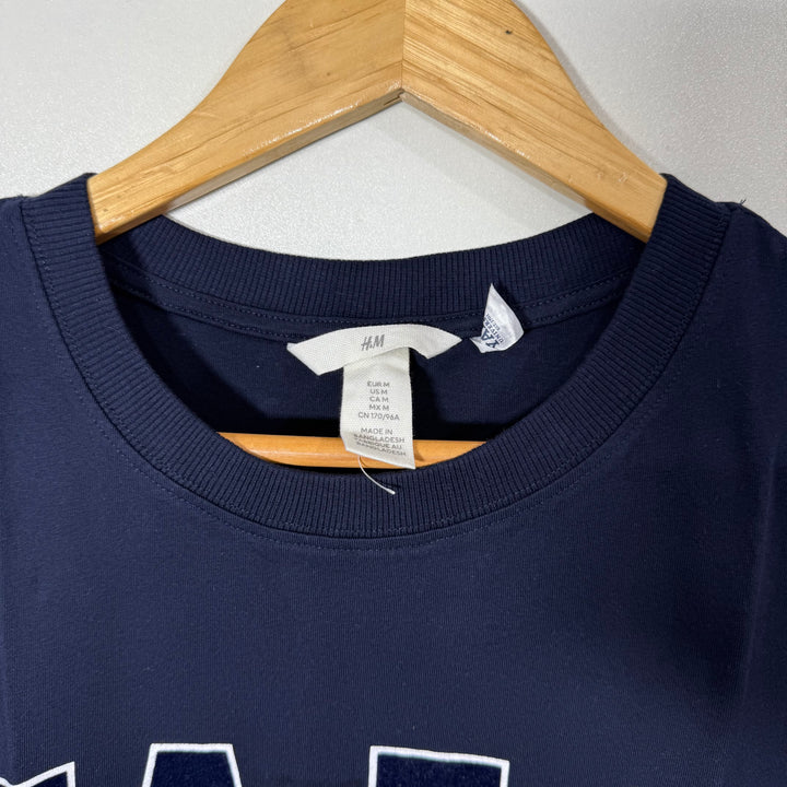 H&M OVERSIZED DROOPED SHOULDER COTTON TSHIRT BLUE COLOUR