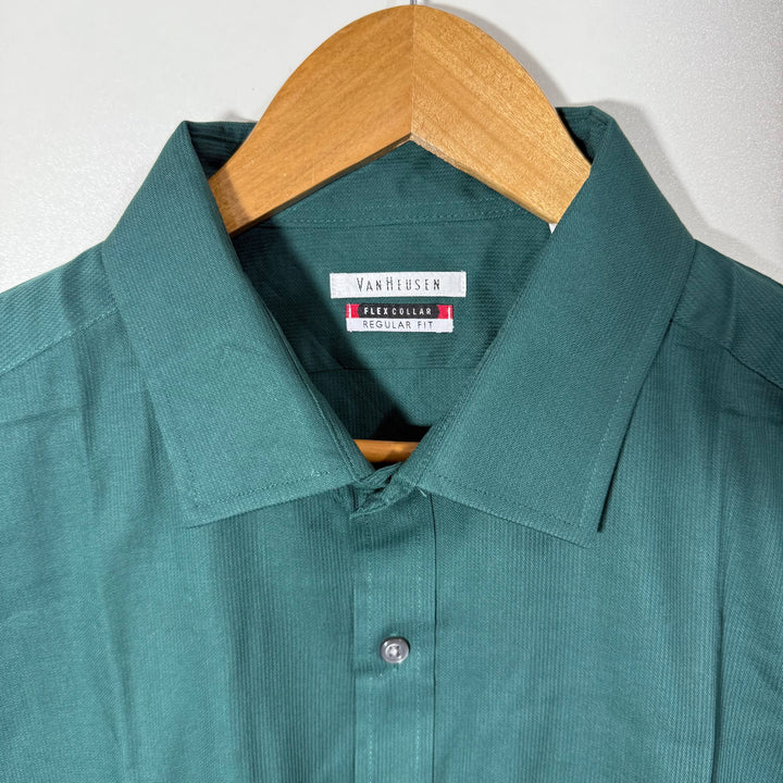 VAN HEUSEN REGULAR FIT FLEX COLLAR COTTON FORMAL SHIRT BRAND NEW GREEN COLOUR