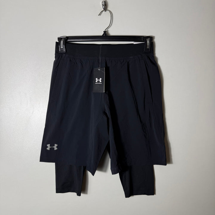 UNDER ARMOUR LAUNCH SW LONG SHORT RUNNING SHORT 2in1 BRAND NEW BLACK COLOUR