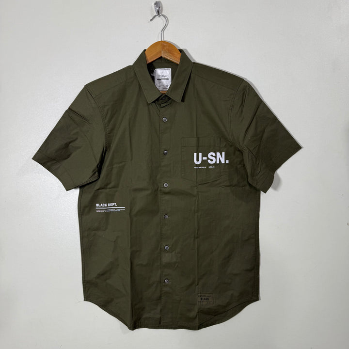 CHOCOOLATE HALF SLEEVES COTTON SHIRT GREEN COLOUR