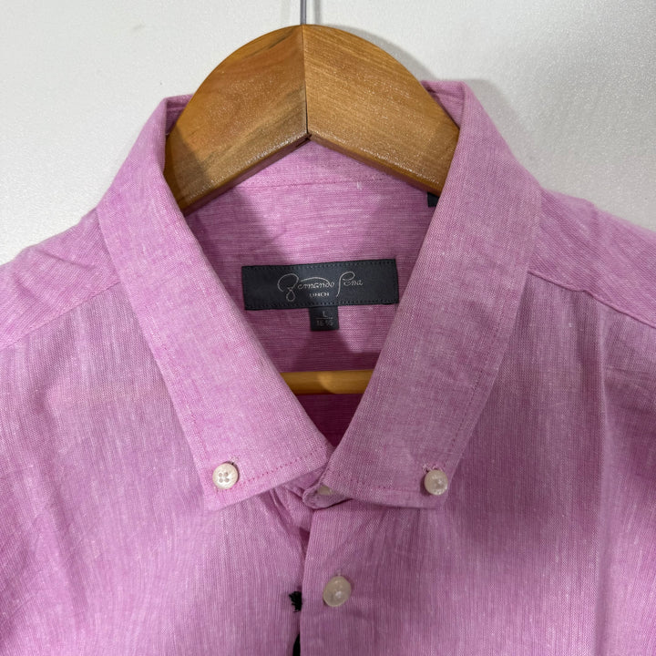 FERNANDO PEÑA BUTTON DOWN HALF SLEEVES LINEN SHIRT