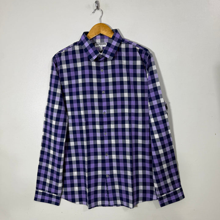 EXPRESS SLIM FIT COTTON CHECKERED SHIRT