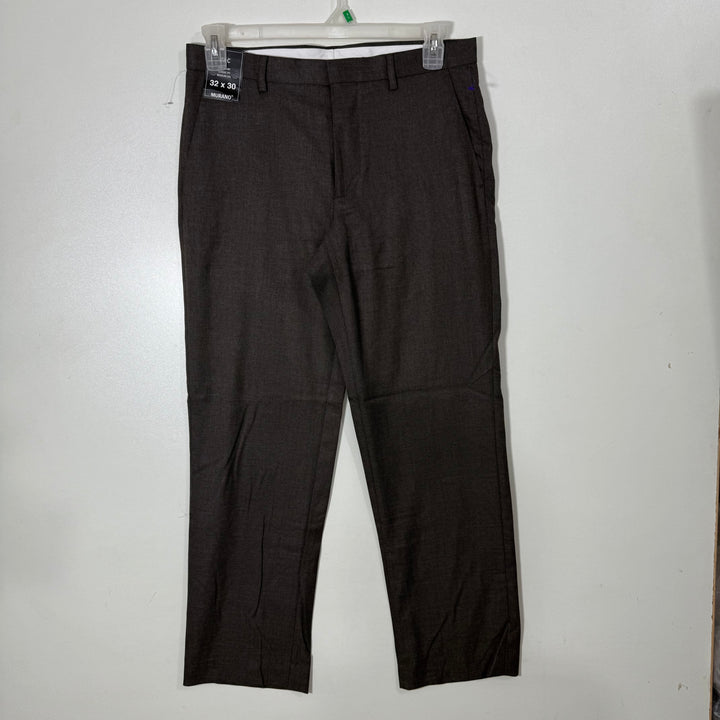 MURANO CLASSIC FIT FLAT FRONT  TEXTURED DRESS PANT BRAND NEW BROWN COLOUR
