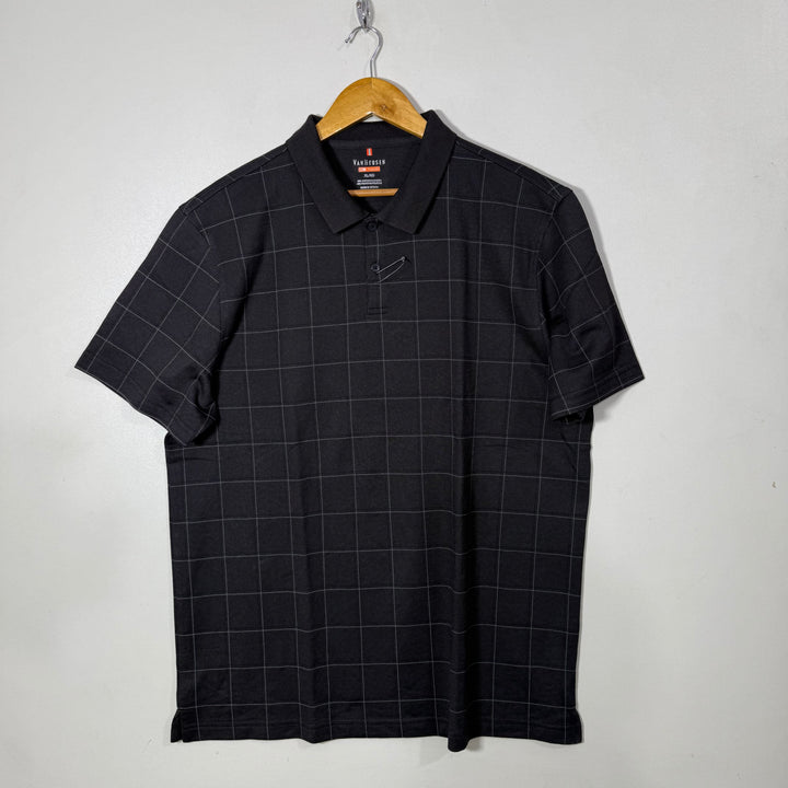 VAN HEUSEN CHECKERED COTTON POLO TSHIRT