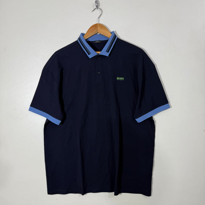HUGO BOSS SLIM FIT LUXURY COTTON POLO TSHIRT BLUE COLOUR