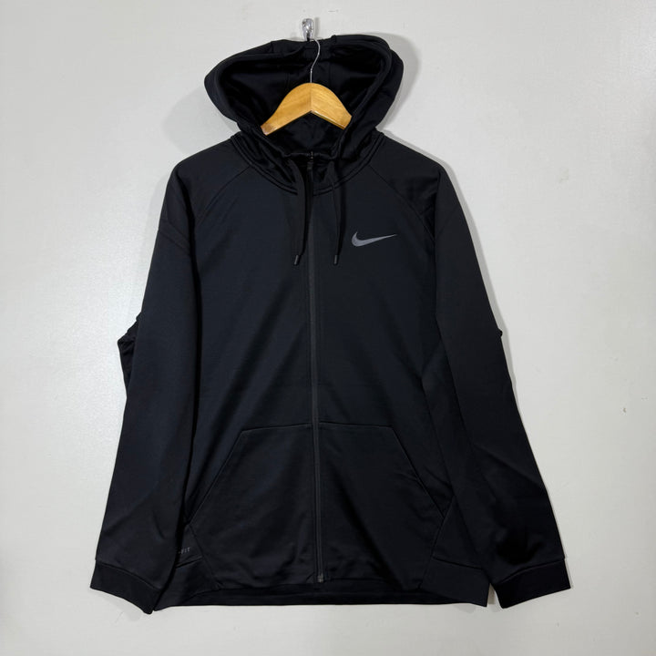 NIKE DRI FIT SPORT JACKET INNER FLEECE WITH HOOD BLACK COLOUR