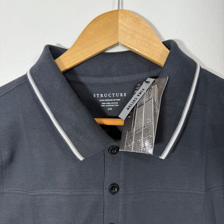 STRUCTURE PIMA COTTON POLO TSHIRT BRAND NEW DARK GREY COLOUR