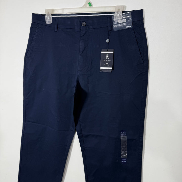 ST AISLE CLASSIC FIT COTTON CHINO PANT BRAND NEW WITH STRETCH BLUE COLOUR