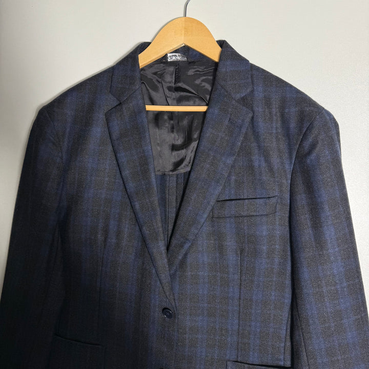 G MANZONI LANIFICIO DI PRAY MADE IN ITALY WOOL CHECKERED BLAZER COAT