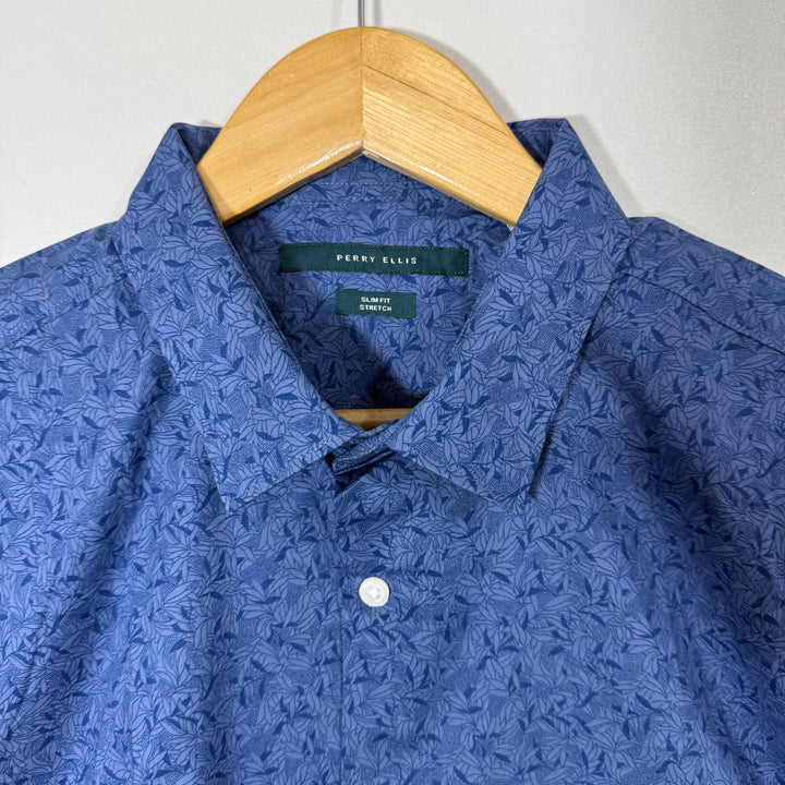 PERRY ELLIS SLIM FIT HALF SLEEVES PRINTED SHIRT WITH STRETCH