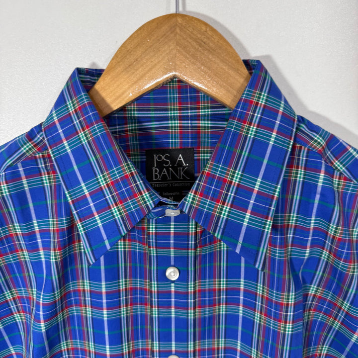 JOS A BANK TRAVELERS COTTON CHECKERED SHIRT