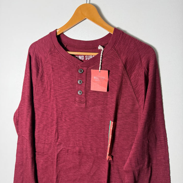 MOSSIMO SUPPLY HENLEY COLLAR LONG SLEEVES COTTON TSHIRT BRAND NEW