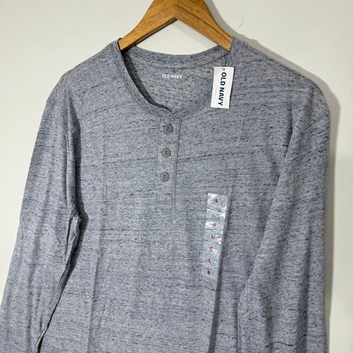OLD NAVY SOFT WASHED ULTRA DOUX HENLEY COLLAR LONG SLEEVES COTTON TSHIRT BRAND NEW