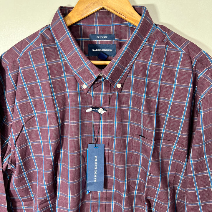 SADDLEBRED EASY CARE BUTTON DOWN CASUAL COTTON SHIRT BRAND NEW
