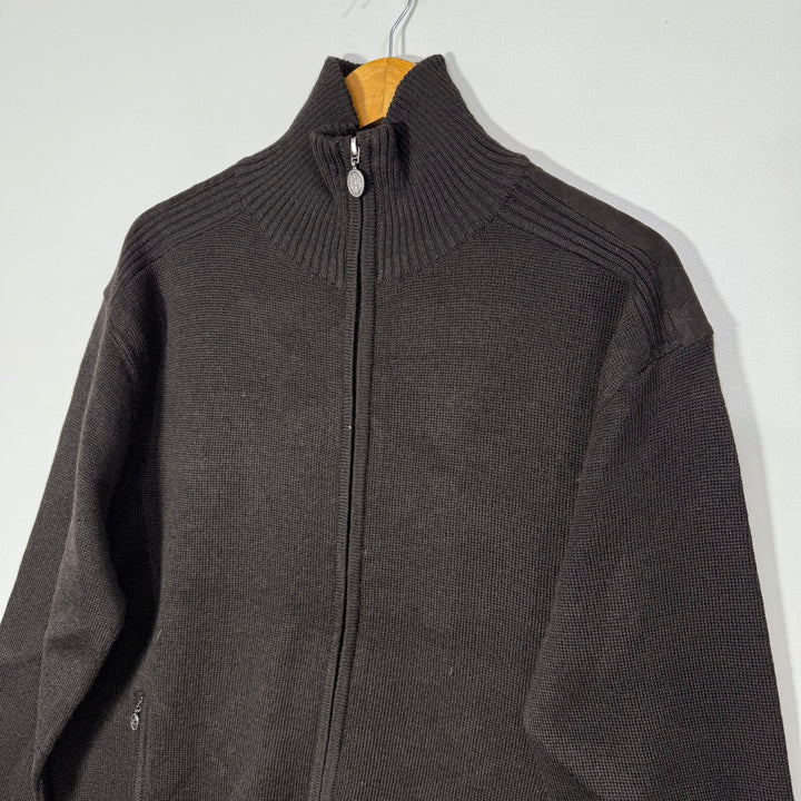BANDE ORIGINALE ACRYLIC MERINO WOOL FULL ZIP KNITED COTTON SWEATER