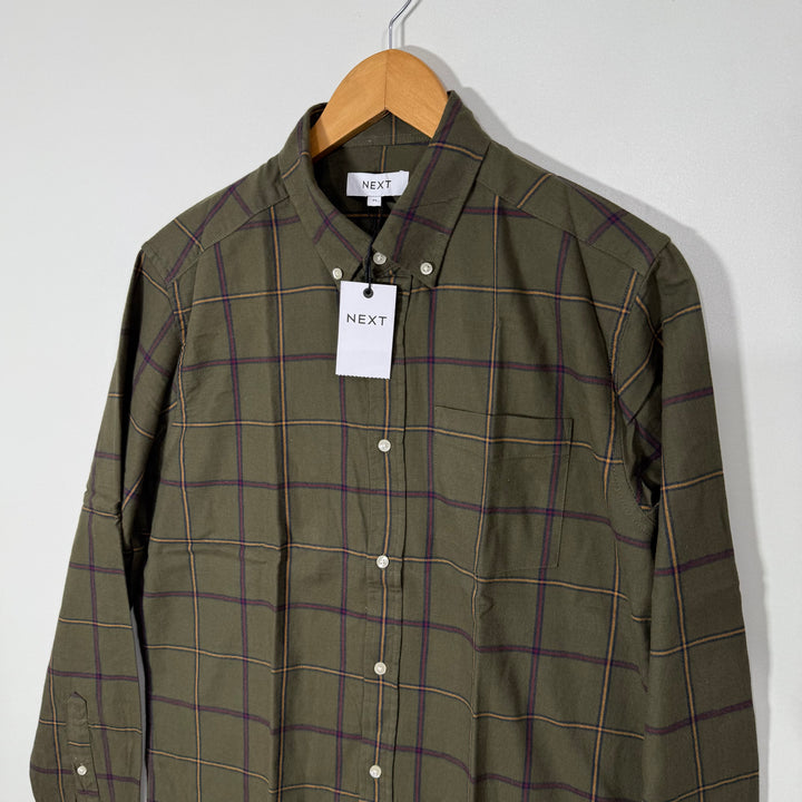NEXT BUTTON DOWN CHECKERED CASUAL FLANNEL COTTON SHIRT BRAND NEW