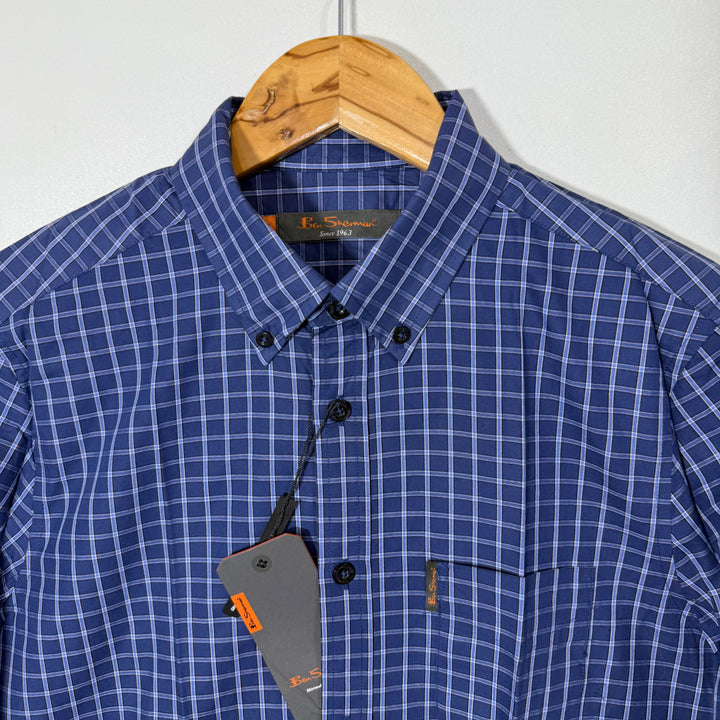 BEN SHERMAN BUTTON DOWN CASUAL COTTON SHIRT BRAND NEW BLUE COLOUR