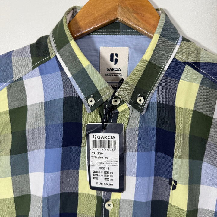 GARCIA BUTTON DOWN CHECKERED FINE COTTON SHIRT BRAND NEW