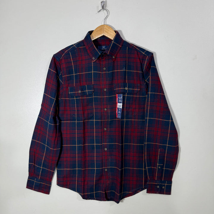 GEORGE BUTTON DOWN DOUBLE POCKETS FLANNEL COTTON SHIRT BRAND NEW