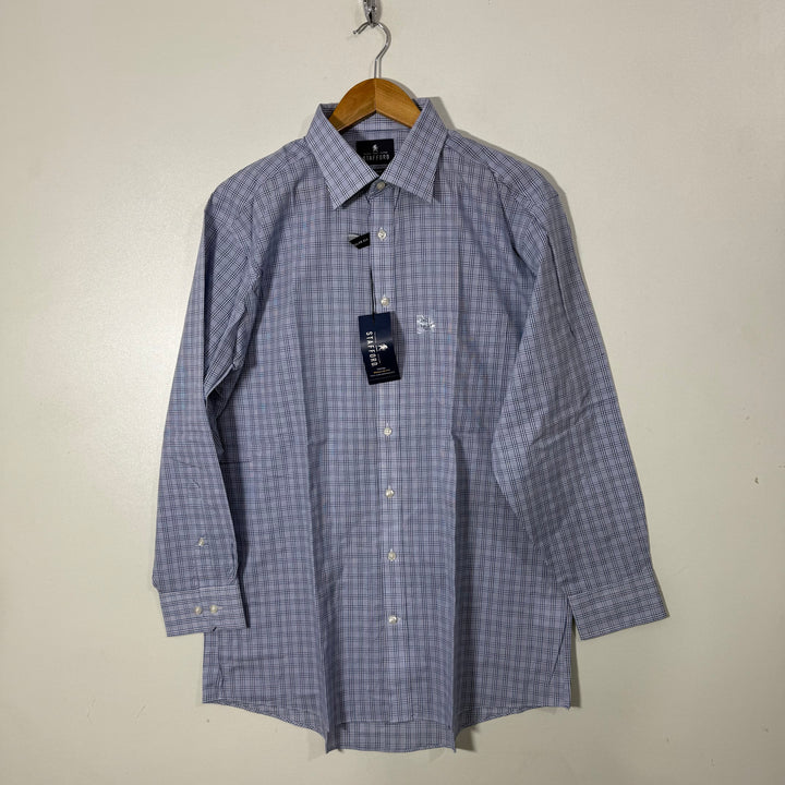 STAFFORD REGULAR FIT FORMAL COTTON CHECKERED SHIRT BRAND NEW
