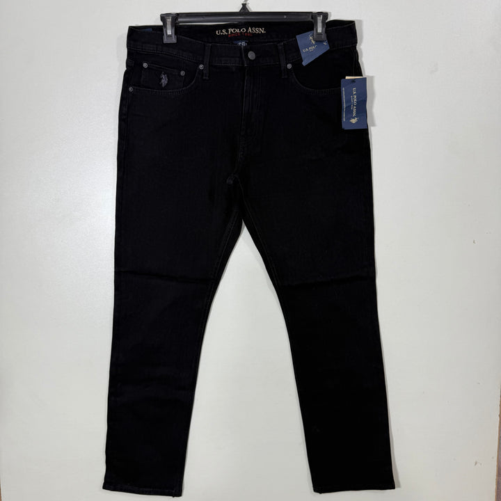 US POLO ASSN SLIM STRAIGHT FIT DENIM PANT BRAND NEW BLACK COLOUR WITHOUT STRETCH
