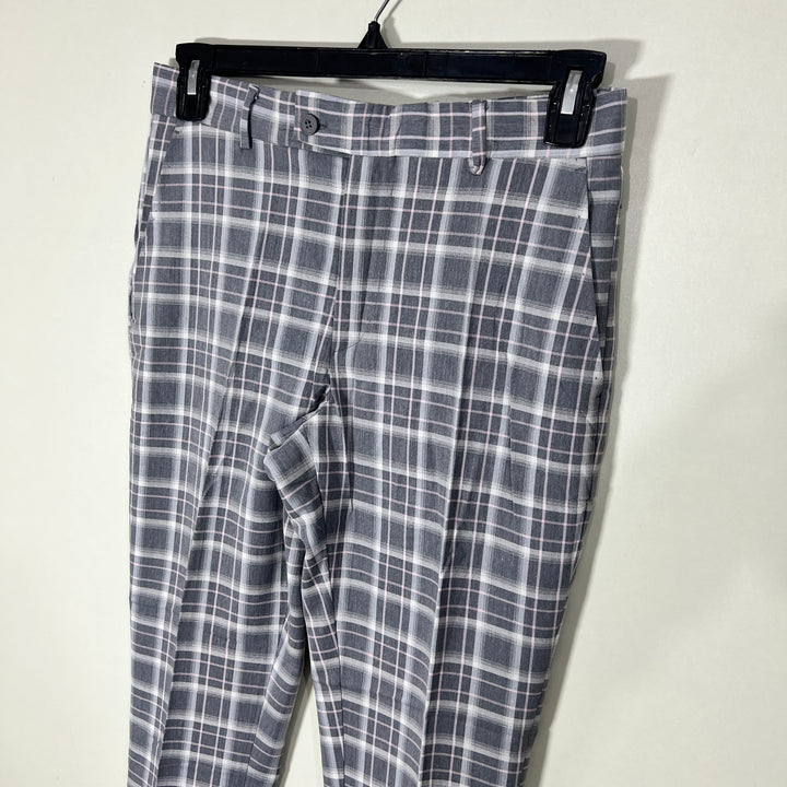 BOOHOO MAN CHECKERED SLIM FIT DRESS PANT WITH STRETCH