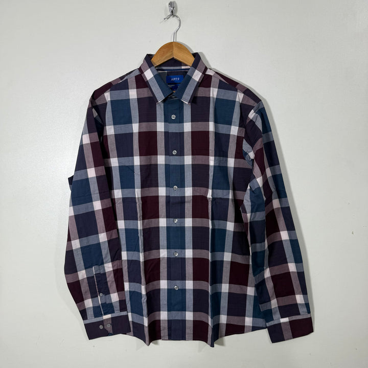 APT.9 NO IRON COTTON CHECKERED SHIRT