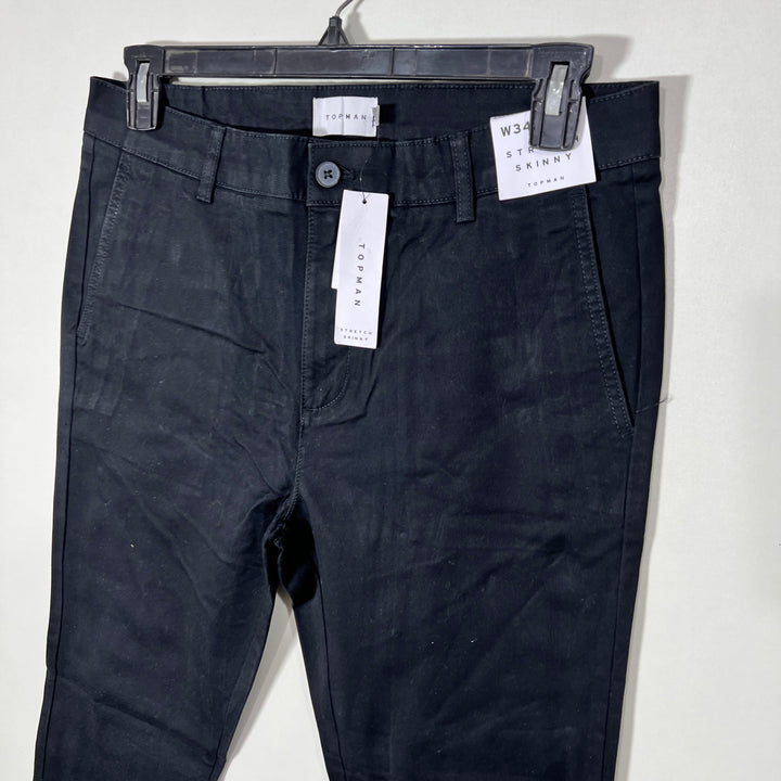 TOPMAN SKINNY FIT COTTON CHINO PANT BRAND NEW WITH STRETCH BLECK COLOUR