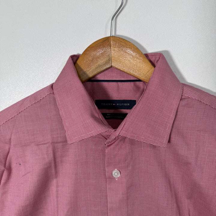 TOMMY HILFIGER SLIM FIT CHECKERED FORMAL SHIRT WITH STRETCH