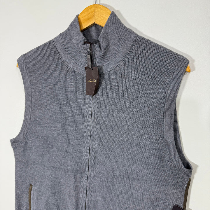 TASSO ELBA KNITED BACK SUEDE LATHER SLEEVES LESS SWEATER BRAND NEW