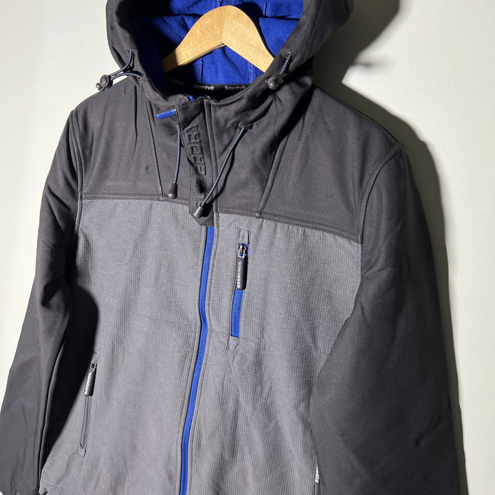 SUPER DRY SOFT SHELL WINDBREAKER JACKET INNER FLEECE WITH HOOD