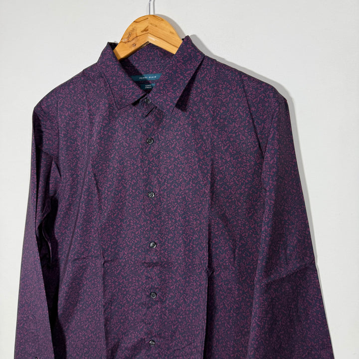 PERRY ELLIS PRINTED SLIM FIT PERFORMANCE SHIRT WITH STRETCH