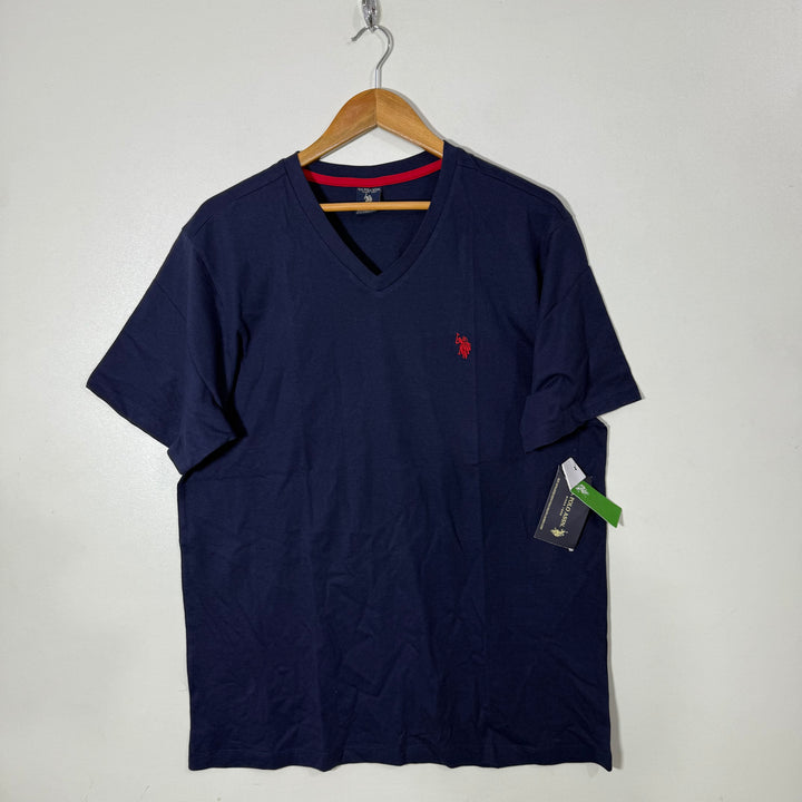 US POLO ASSN V NECK COTTON TSHIRT BRAND NEW BLUE COLOUR