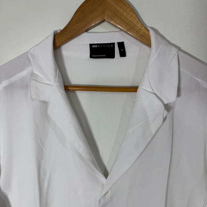ASOS SAFARI COLLAR HAWAI SHIRT WHITE COLOUR