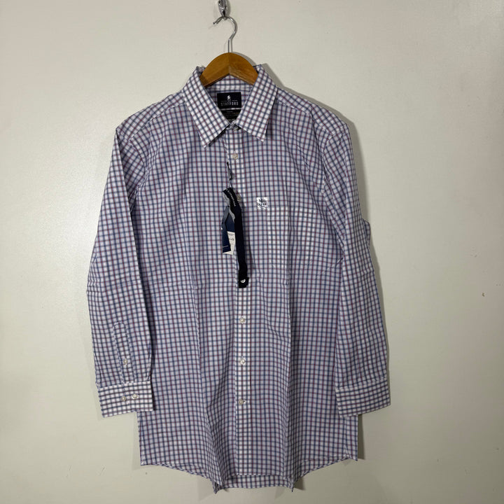 STAFFORD CHECKERED PERFORMANCE FORMAL SHIRT
