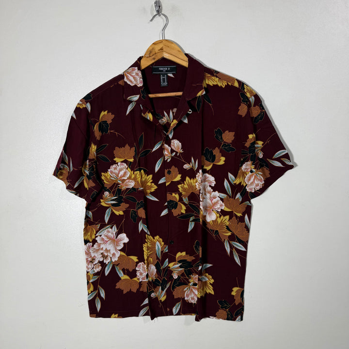 FOREVER 21 CUBAN COLLAR HALF SLEEVES HAWAI SHIRT