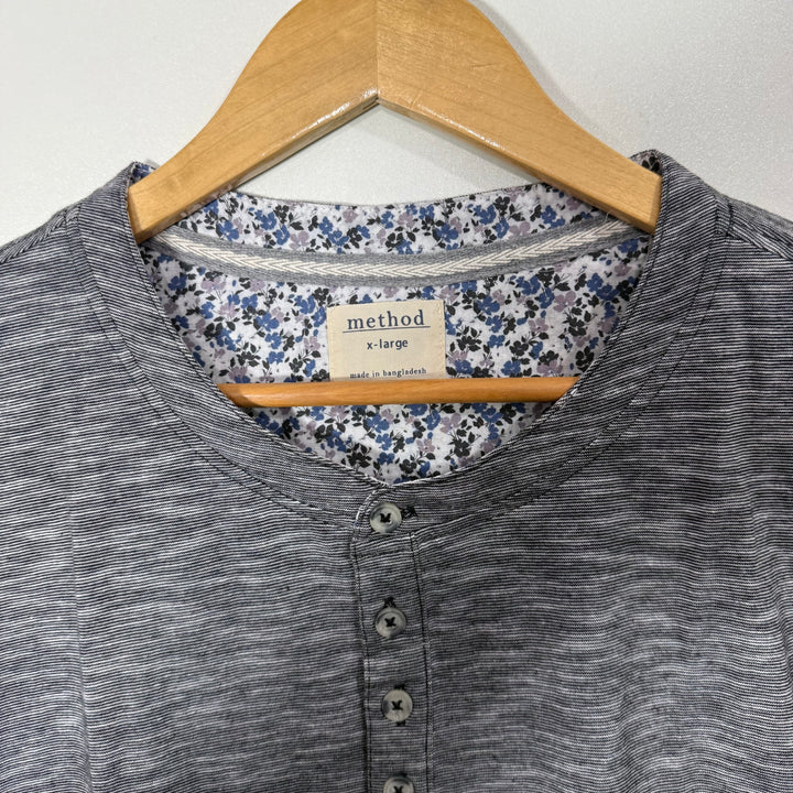 METHOD HENLEY COLLAR COTTON TSHIRT BRAND NEW