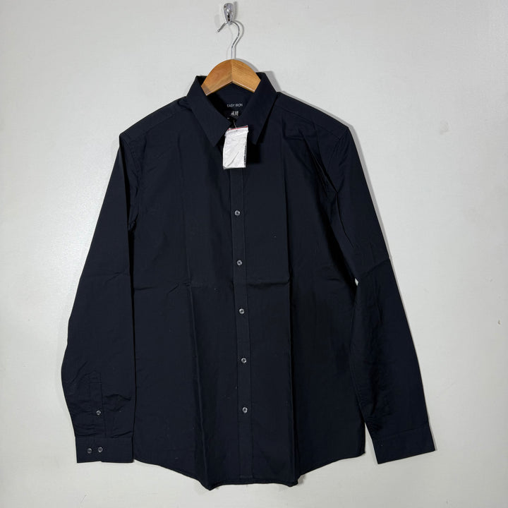 H&M ESY IRON SLIM FIT CASUAL COTTON SHIRT BRAND NEW BLACK COLOUR
