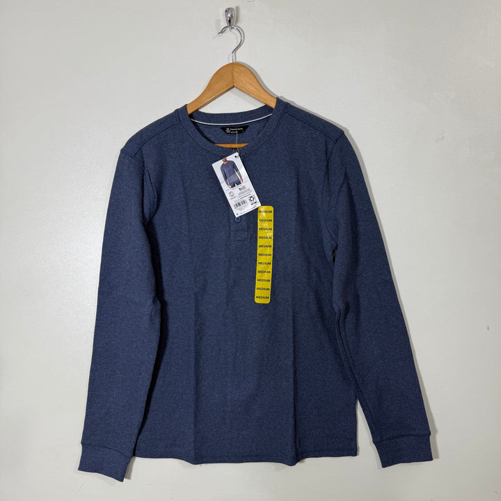 MEMBER MARK HENLEY COLLAR KNITWEAR LONG SLEEVES COTTON TSHIRT BRAND NEW