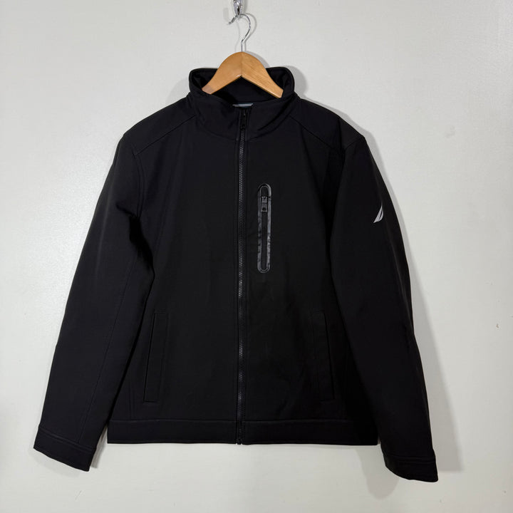 NAUTICA WATER RESISTANT ACTIVE STRETCH WIND RESISTANT SOFT SHELL WINDBREAKER JACKET INNER FLEECE BLACK COLOUR