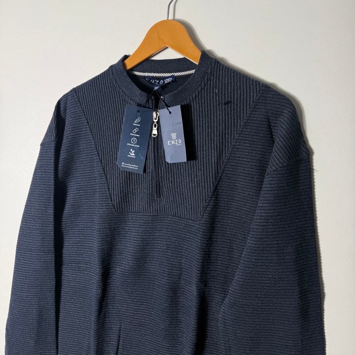 ENZO HALF ZIP SWEATER BRAND NEW BLUE COLOUR