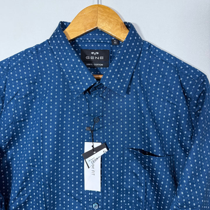 GENE PRINTED COTTON SHIRT BRAND NEW BLUE COLOUR