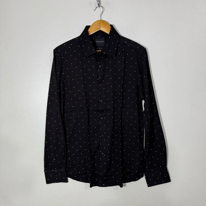 DENIM & FLOWER LONG SLEEVES HAWAI SHIRT BLACK COLOUR
