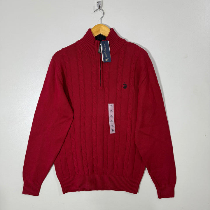 US POLO ASSN HALF ZIP KNITED COTTONSWEATER BRAND NEW