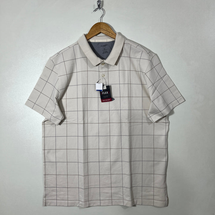 VAN HEUSEN FLEX CLASSIC FIT CHECKERED COTTON POLO TSHIRT BRAND NEW