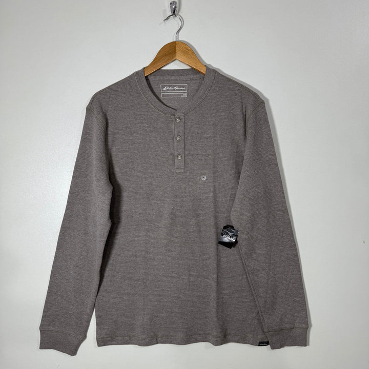 EDDIE BAUER HENLEY COLLAR KNITWEAR LONG SLEEVES COTTON TSHIRT BRAND NEW