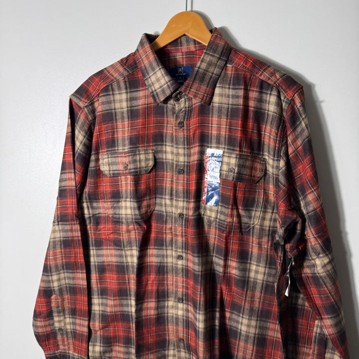 GEORGE BUTTON DOWN FLANNEL COTTON CHECKERED SHIRT BRAND NEW
